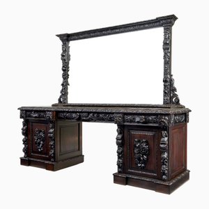 Credenza grande in quercia intagliata a specchio, XIX secolo, 1860