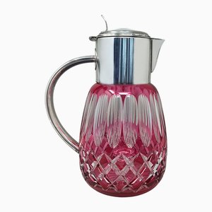 Brocca vintage in cristallo rosso, Italia, anni '60