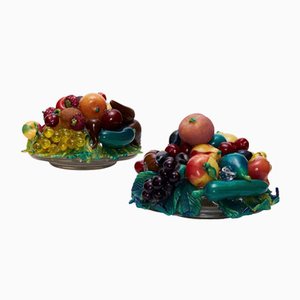 Still Life Fruit Bowls in Blown Murano Glass from Barovier, 1920, Set of 2