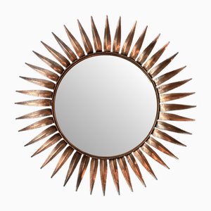 Vintage Spiegel aus Metall mit Sonnenschliff, 1960er