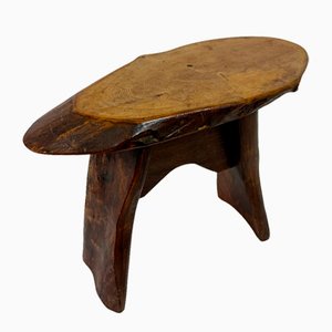 Mid-Century Rustic Wooden Slab Stool, 1960s