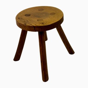 Rustic Oak Milking Stool, 1960s