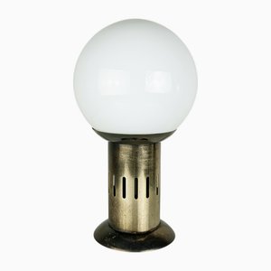 Burnished Metal & Opaline Glass Table Lamp by Asti for Adrasteia, 1960s