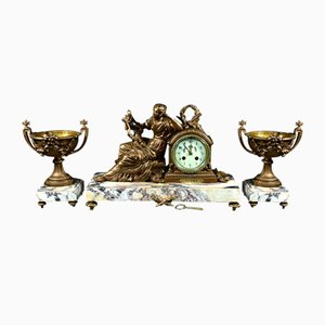 Art Deco Kaminverkleidung aus Marmor und Marmor, 1920, 3er Set