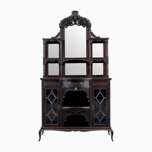 Edwardian Chippendale Revival Cabinet in Carved Mahogany, 1905