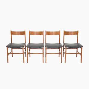 Vintage Wooden Chairs with Padded Seat, 1950s, Set of 4