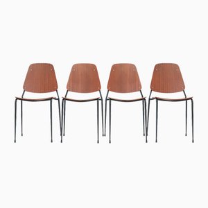 Chaises Vintage en Contreplaqué Courbé, 1960s, Set de 4