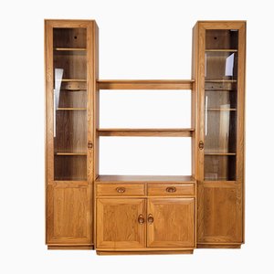 Tall Windsor Glazed Display Cabinet attributed to Lucian Ercolani for Ercol, 1990s
