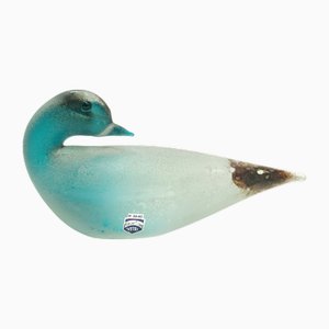 Blaugrüner Scavo Glas Vogel von Gino Cenedese, 1960er