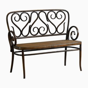 Mid-Century Bench in Bentwood and Vienna Straw, 1950s