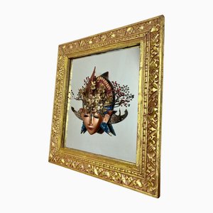 Vintage Asian Mirror with Religious Panel
