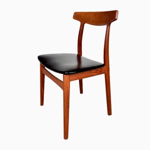 Silla auxiliar danesa de teca de Henning Kjaernulf para Bruno Hansen, años 50