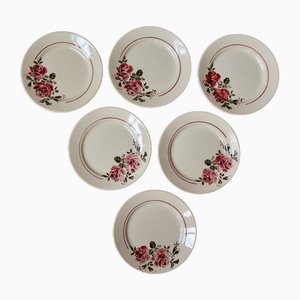 French Art Deco Plates from Badonviller, 1940s, Set of 6