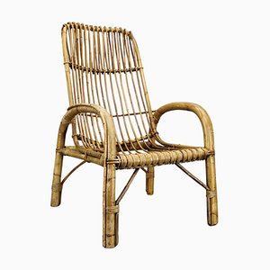 French Riviera Rattan Armchair attributed to Franco Albini, Italy, 1950s