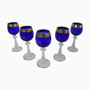 Mid-Century Stemmed Wine Glasses, 1950s, Set of 5