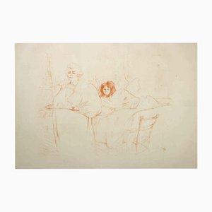 Según H. de Toulouse-Lautrec, Femme au Plateu, Le Petit Déjeuner, litografía, década de 1900