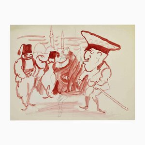 Mino Maccari, The General, Watercolor, Mid-20th Century