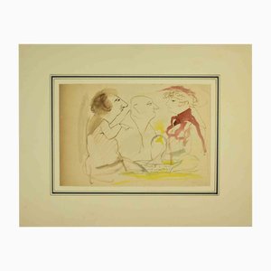 Mino Maccari, Figures, Watercolor, 1945