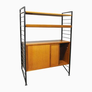 Mid-Century Teak Shelving System with Cupboard Ladderax attributed to Robert Heal for Staples, 1960s