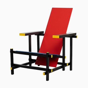 Sedia rossa e blu nello stile di Gerrit Rietvelds, anni '70
