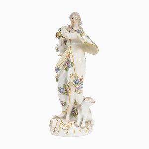 Louis XV 18th Century Meissen Porcelain Sculpture of an Woman