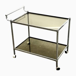 Vintage Chrom Getränkewagen mit Rauchglas, 1980er