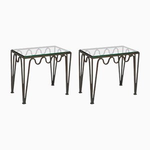 Méandre Verdigris & Glas Beistelltische von Atelier Cabanel, 2er Set