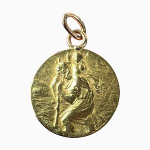 Medalla francesa con colgante de San Cristóbal en forma de rayo de oro amarillo de 18 k de OBC, década de 1890