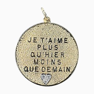 Pendentif Charm Coeur en Diamant More Than Yesterday en Or Jaune 14k par Merrin, 1960s