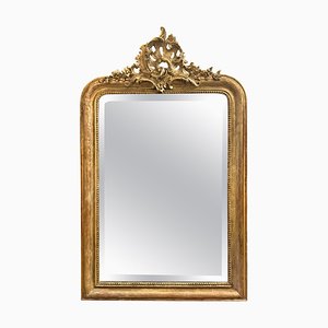 Antique French Gold Gilt Mirror with Bevelled Plate, 1850