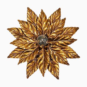 Hollywood Regency Florentine Wandlampe aus Vergoldetem Metall von Hans Kögl, 1980er