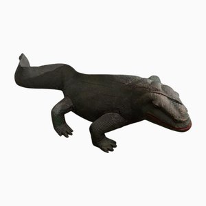 Escultura de Varanus vintage de madera