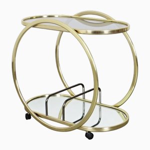 Serving Bar in Brass and Mirrored Glass