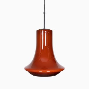 Lampada a sospensione in vetro rosso scuro di Viktor Berndt per Flygsfors, Svezia, anni '60