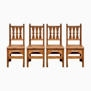 Vintage Pine Chairs, 1970s, Set of 4