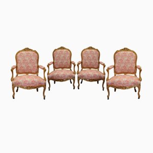 Vintage French Napoleon III Gilt Salon Chairs, Set of 4