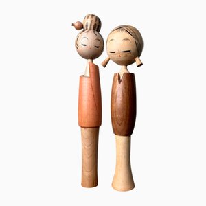 Set of Vintage Sosaku Kokeshi by Miyashita Hajime, Japan., 1960s, Set of 2