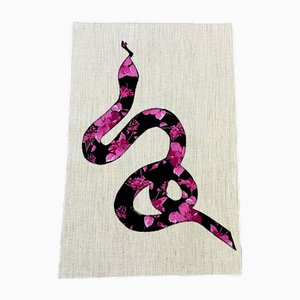Decorazione da parete con serpente floreale fatta a mano, anni '80