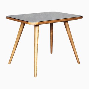 Mesa de centro de roble y vidrio coloreado