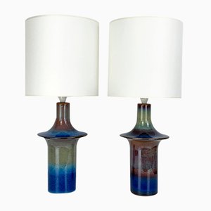 Blue UFO Ceramic Table Lamps from Søholm Stentoj, Denmark, 1960s, Set of 2