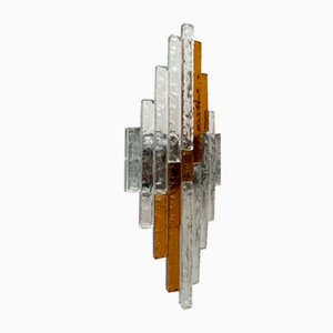 Italienische Wandleuchte aus gehämmertem Glas aus Schmiedeeisen von Poliarte, 1970er