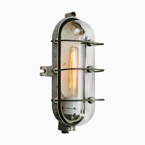 Industrielle Vintage Wandleuchte aus Grauguss & Klarglas von Industria Rotterdam