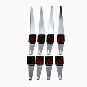 Percheros con adornos esmaltados, Alemania, años 60. Juego de 8