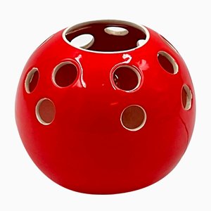 Handcrafted Red Ceramic Table Lamp, Italy, 1970s