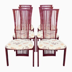 Sillas de comedor de laca y tela de Pietro Costantini, 1980. Juego de 6