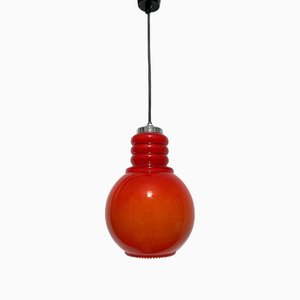 Bulb-Shaped Red Glass Ceiling Lamp