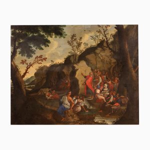 Artista religioso, Moisés sacando agua de la roca, 1730, óleo sobre lienzo
