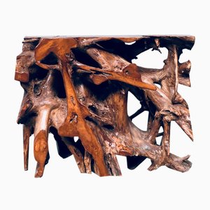 Travail Populaire Burl Root Wood Console, Italy, 1960s