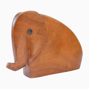 Figurine Eléphant Mid-Century Scandinave Moderne en Teck Sculpté, Danemark