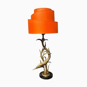 Mid-Century Brass Swordfish Table Lamp
